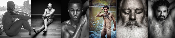 young old black and white nude male models